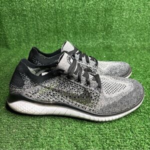 Nike Free RN Flyknit 2018 Women's Size‎ 8.5 Running Shoes Black Gray - Clean